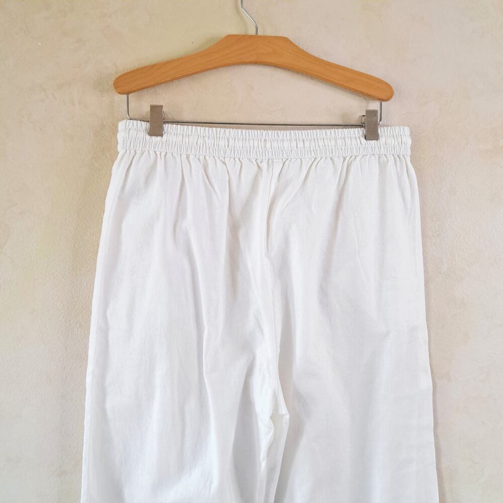 J CREW White Linen-blend Slim Wide Leg Pants Size 6 TALL Drawstring Casual - Picture 9 of 10
